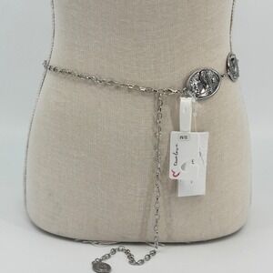 True Love Chain Belt Women S/M Silver Western Cowboy Boot Medallion Adjustable